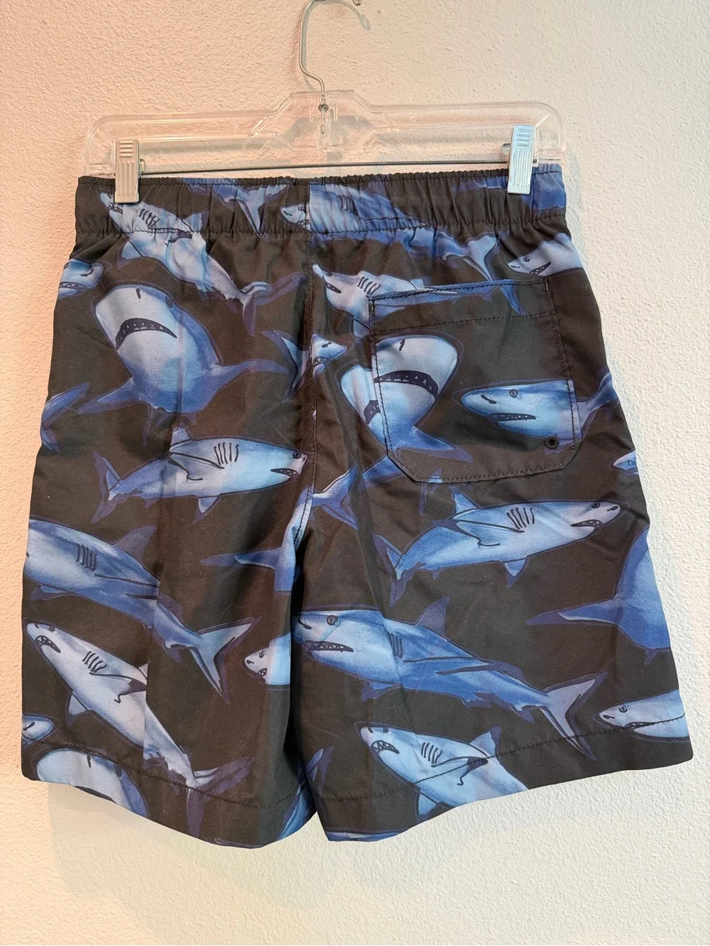 GAP Black Swim Trunks with Blue Shark Print